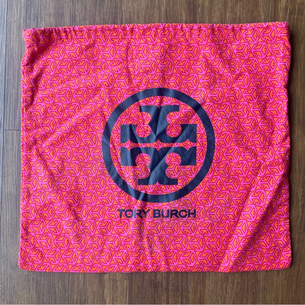 Tory Burch Dust Bag Orange Pink Logo Drawstring Luxury Purse Protect 14.5 X 13.5